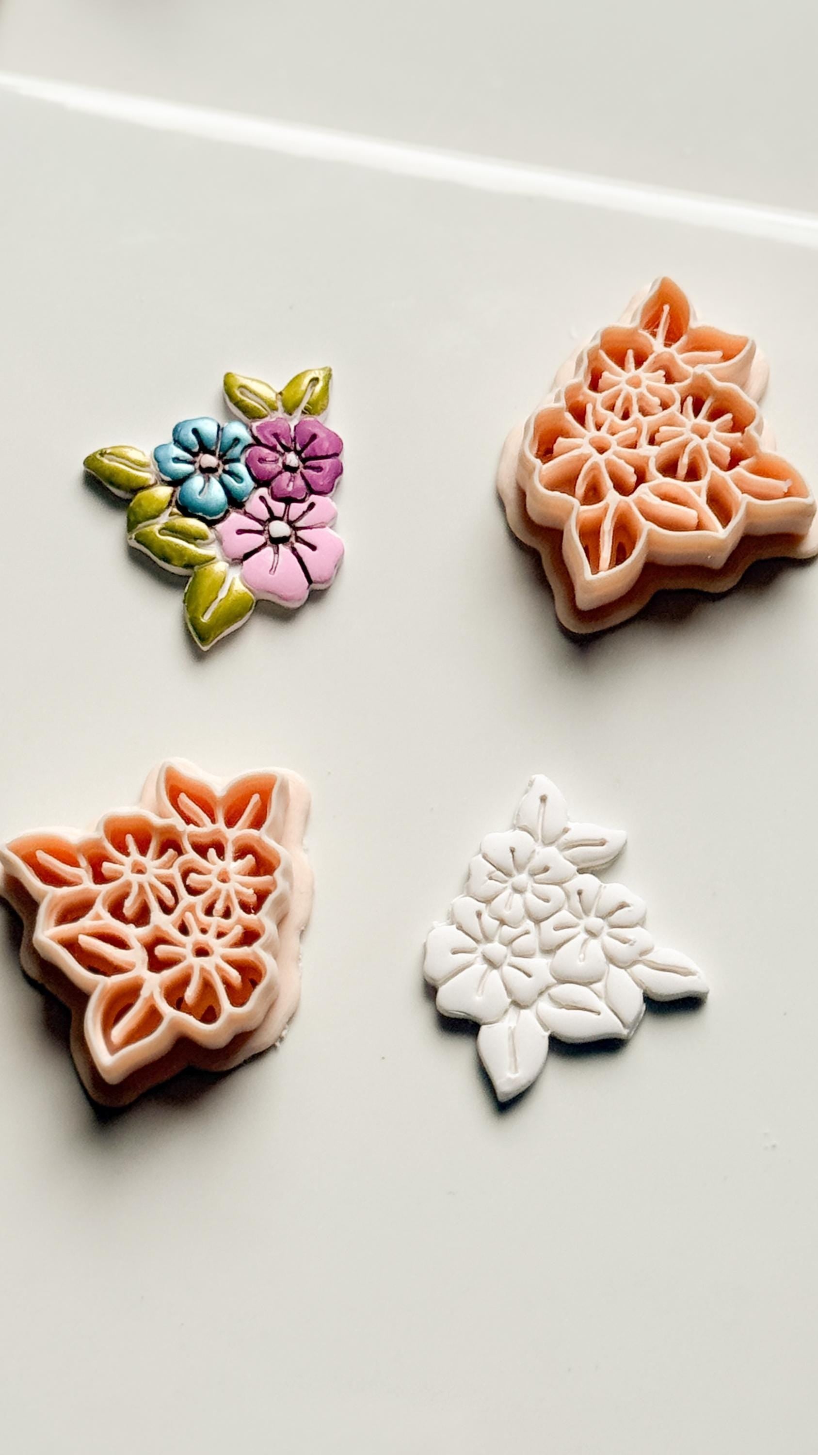 Soft Bloom Bouquet Clay Cutters: Floral Cluster Design
