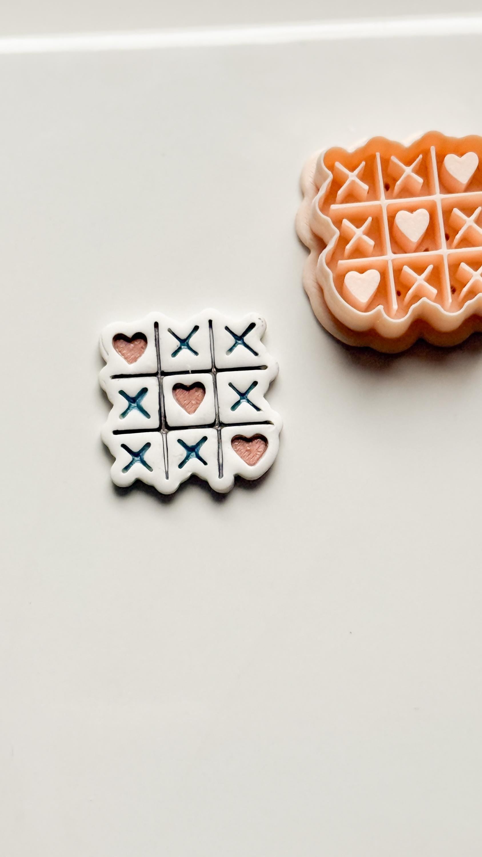 Tic Tac Heart Clay Cutter: XO Heart Grid Design