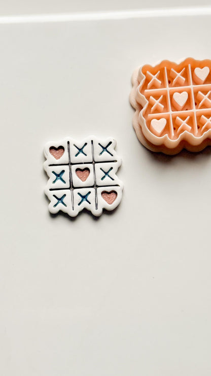 Tic Tac Heart Clay Cutter: XO Heart Grid Design