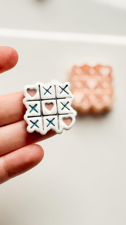 Tic Tac Heart Clay Cutter: XO Heart Grid Design