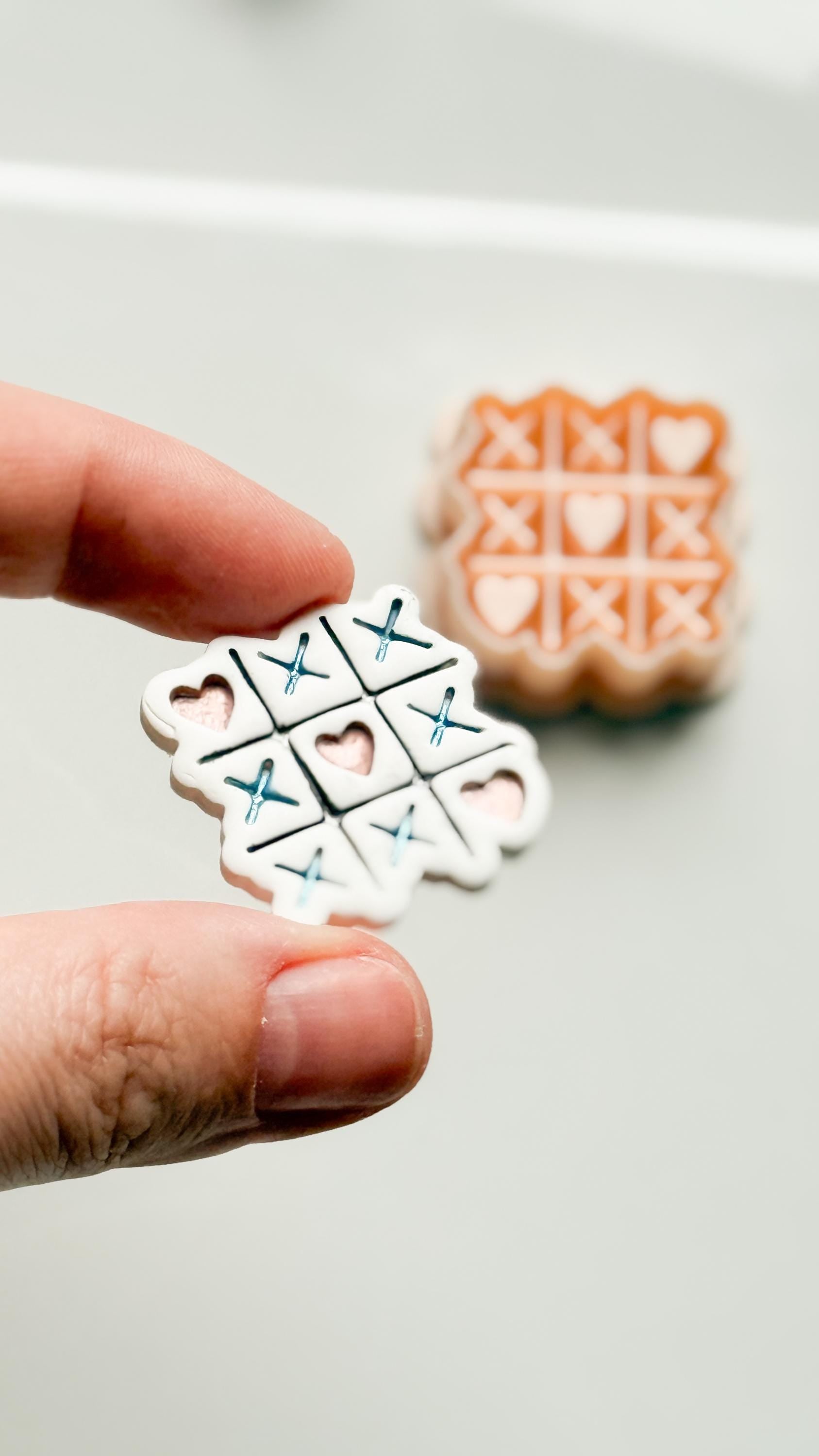 Tic Tac Heart Clay Cutter: XO Heart Grid Design