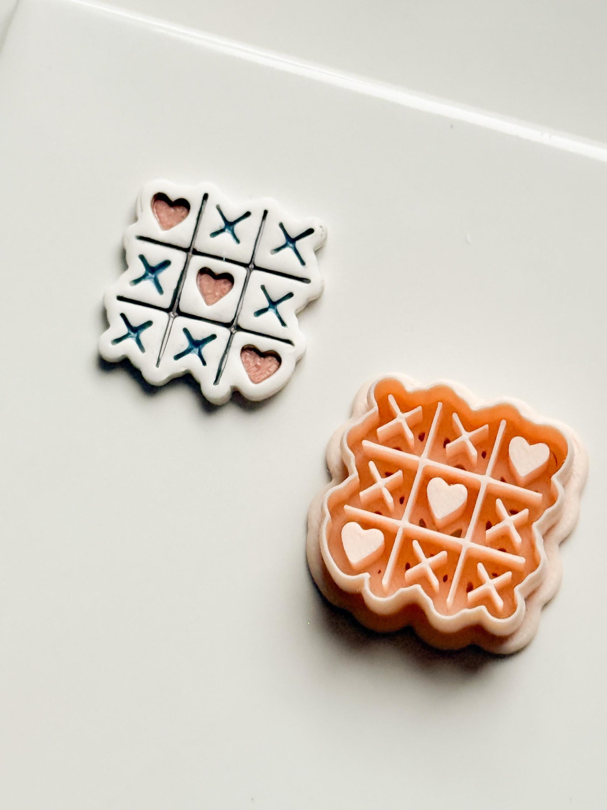Tic Tac Heart Clay Cutter: XO Heart Grid Design