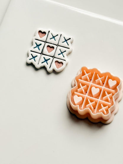 Tic Tac Heart Clay Cutter: XO Heart Grid Design