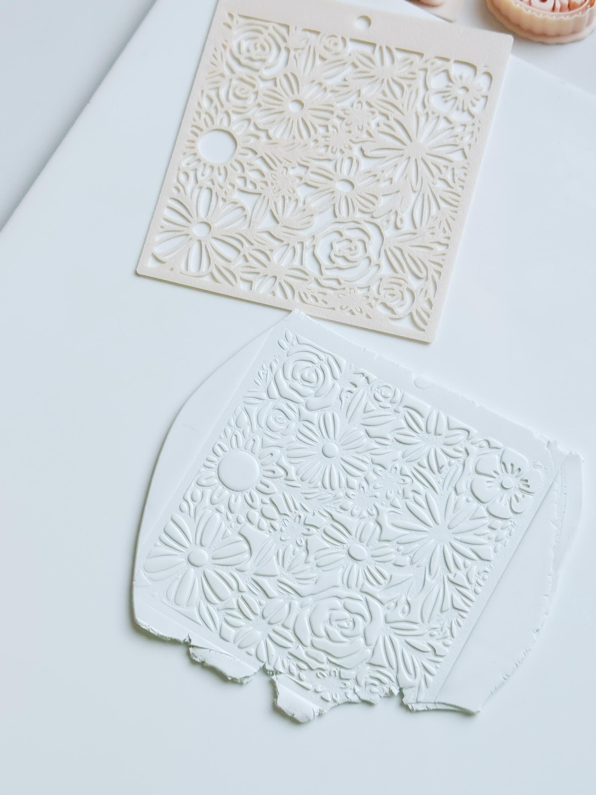 Love Meadow Floral Stencil for Polymer Clay