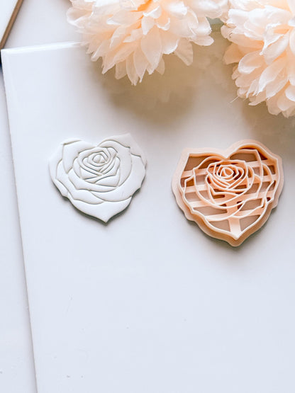 Roseheart Floral Heart Cutter for Polymer Clay