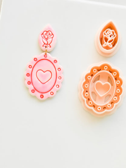 Sweetheart Cameo Clay Cutter: Scalloped Heart Frame Design