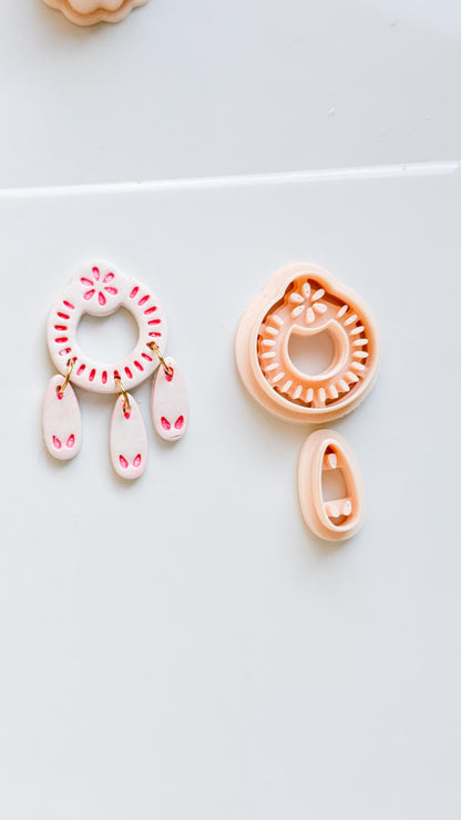 Floral Loop Clay Cutter Set: Petal Ring & Dangle Shapes for Earrings