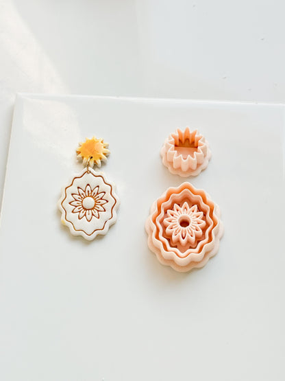 Daisy Crest Cutter Set: Scallop Flower Design for Polymer Clay