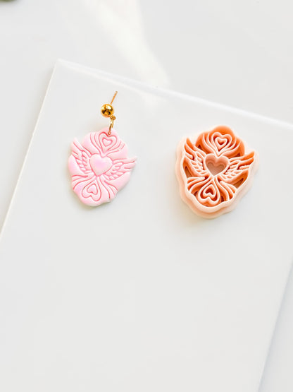 Flying Valentine Clay Cutter: Winged Heart Design