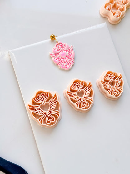 Flying Valentine Clay Cutter: Winged Heart Design