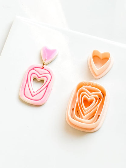Heart Ripple Clay Cutter Set: Layered Heart Shapes
