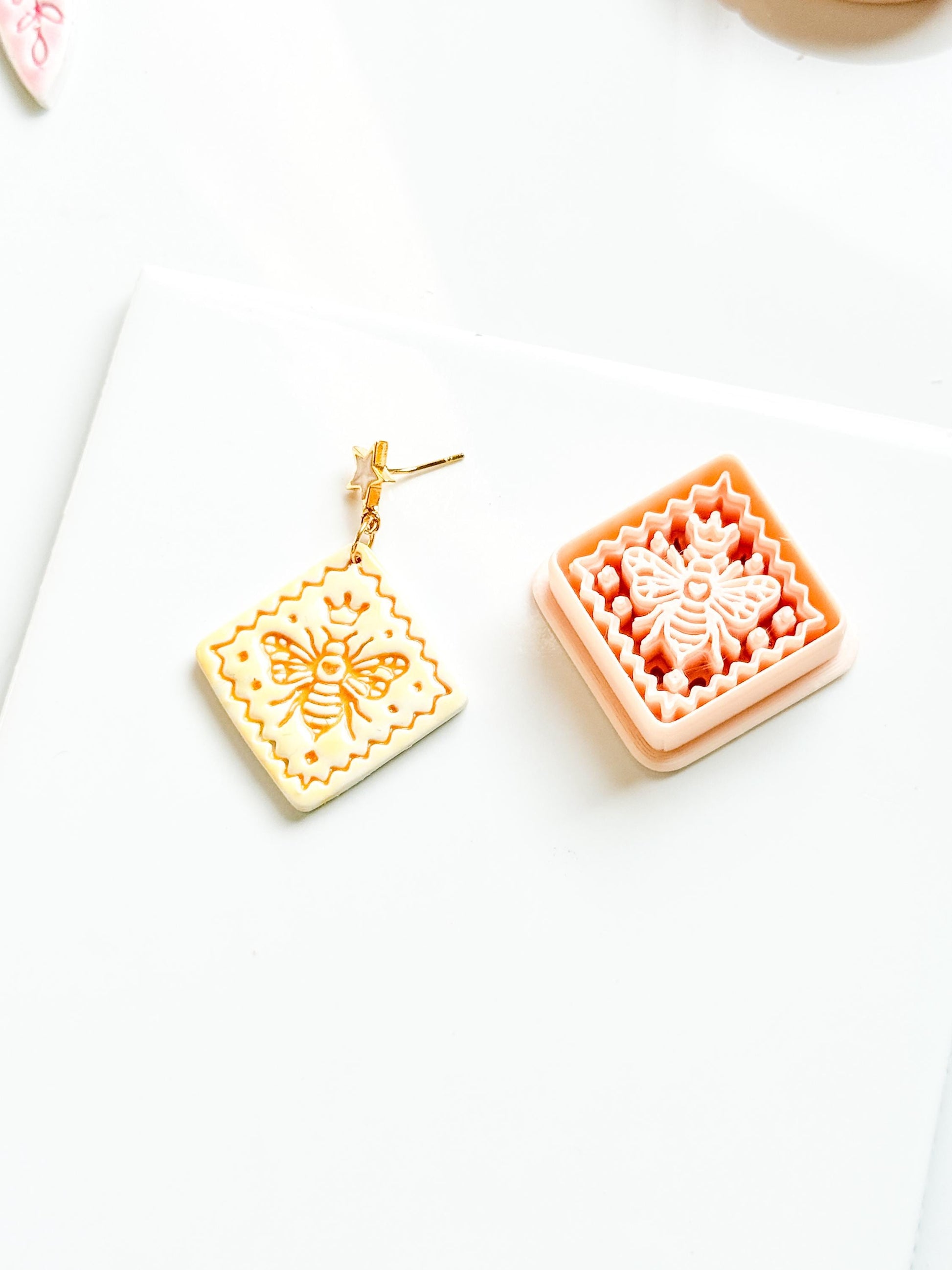 Little Hive Majesty Clay Cutter: Ornate Honeycomb Earring Shape
