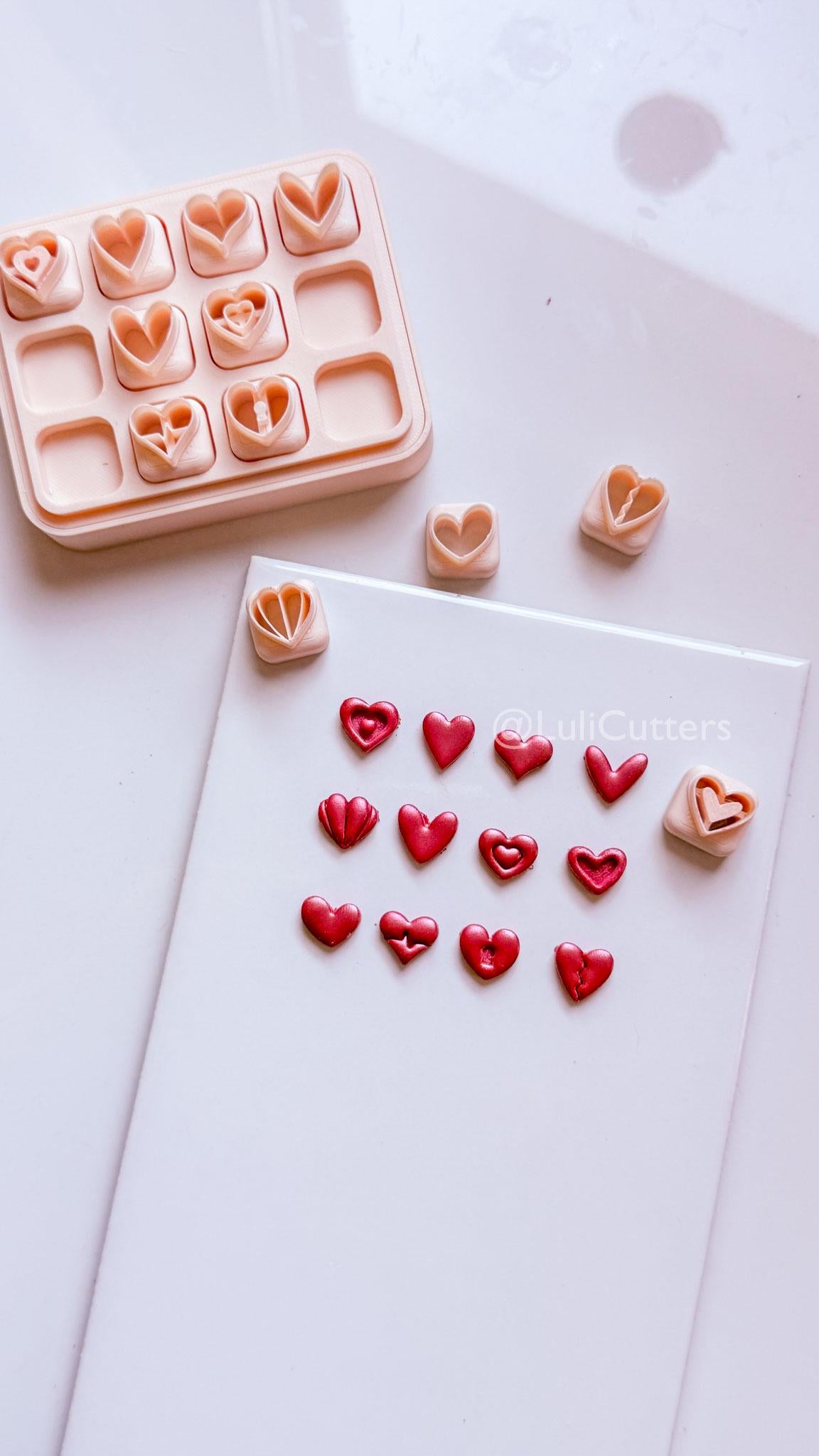 Micro Valentine Heart Clay Cutters: Love Symbols Set