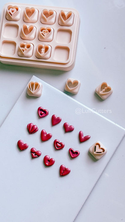 Micro Valentine Heart Clay Cutters: Love Symbols Set