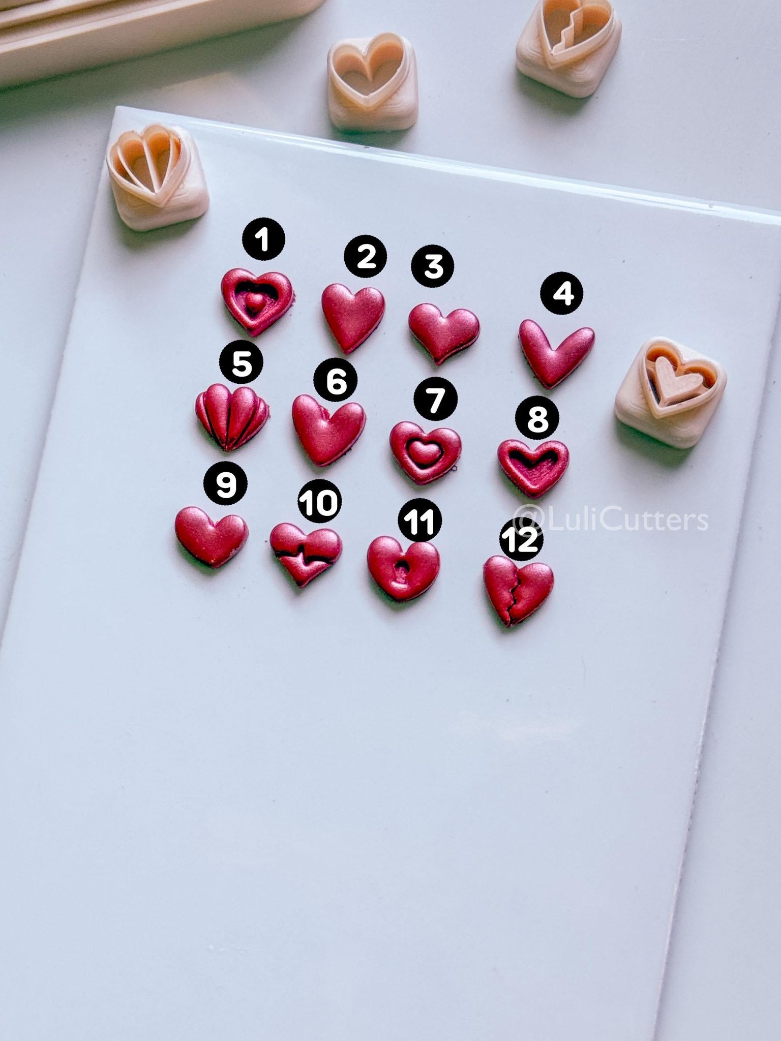 Micro Valentine Heart Clay Cutters: Love Symbols Set