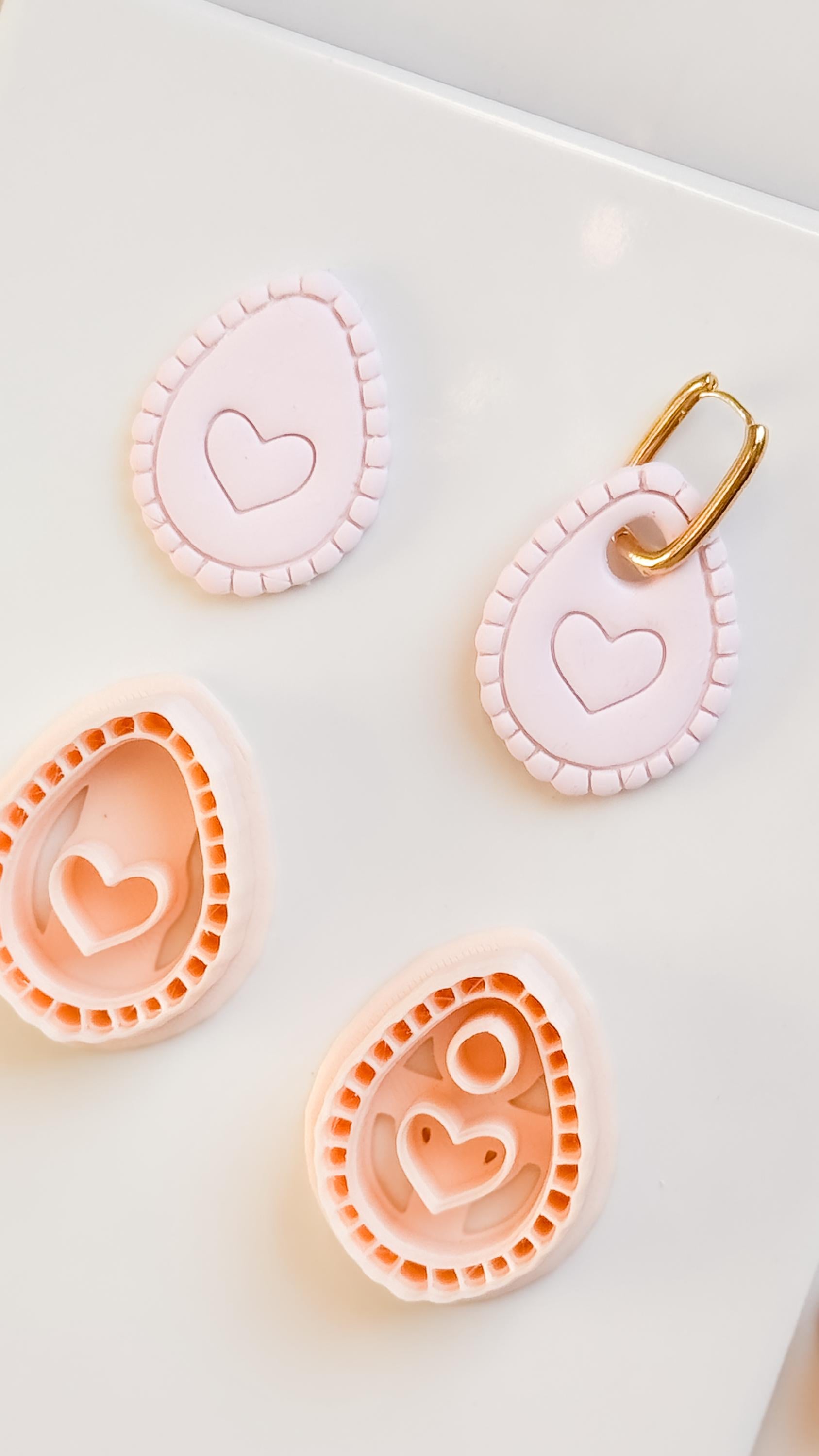 Interchangeable Teardrop Heart Clay Cutter Set: With Hole or No Hole Option