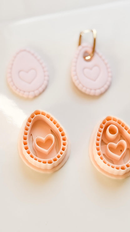 Interchangeable Teardrop Heart Clay Cutter Set: With Hole or No Hole Option