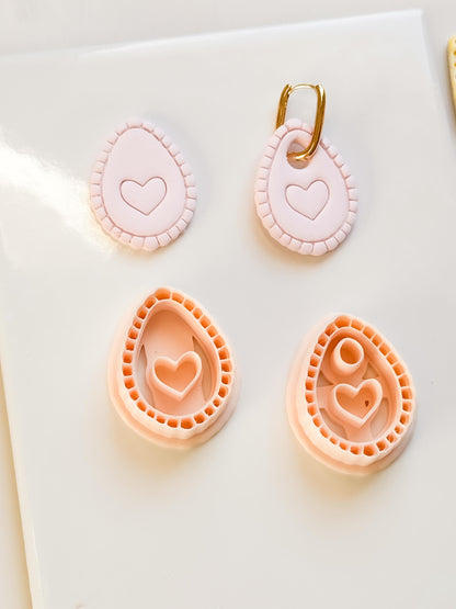 Interchangeable Teardrop Heart Clay Cutter Set: With Hole or No Hole Option