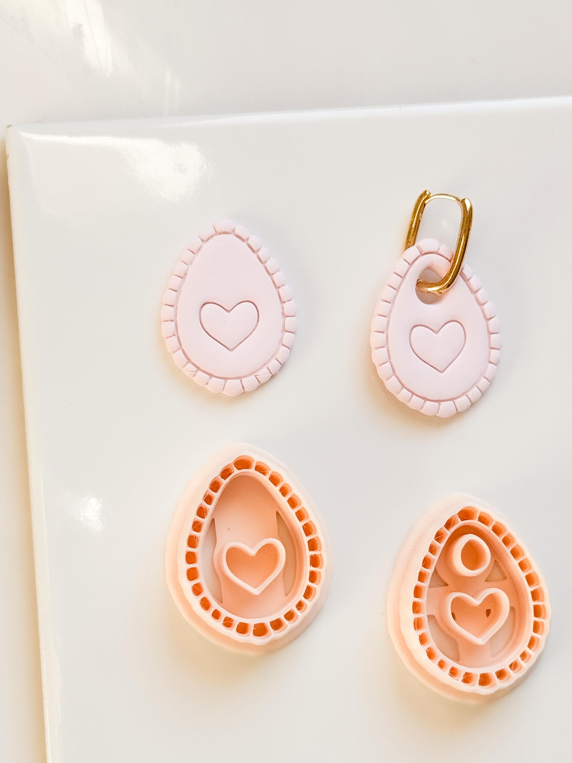 Interchangeable Teardrop Heart Clay Cutter Set: With Hole or No Hole Option