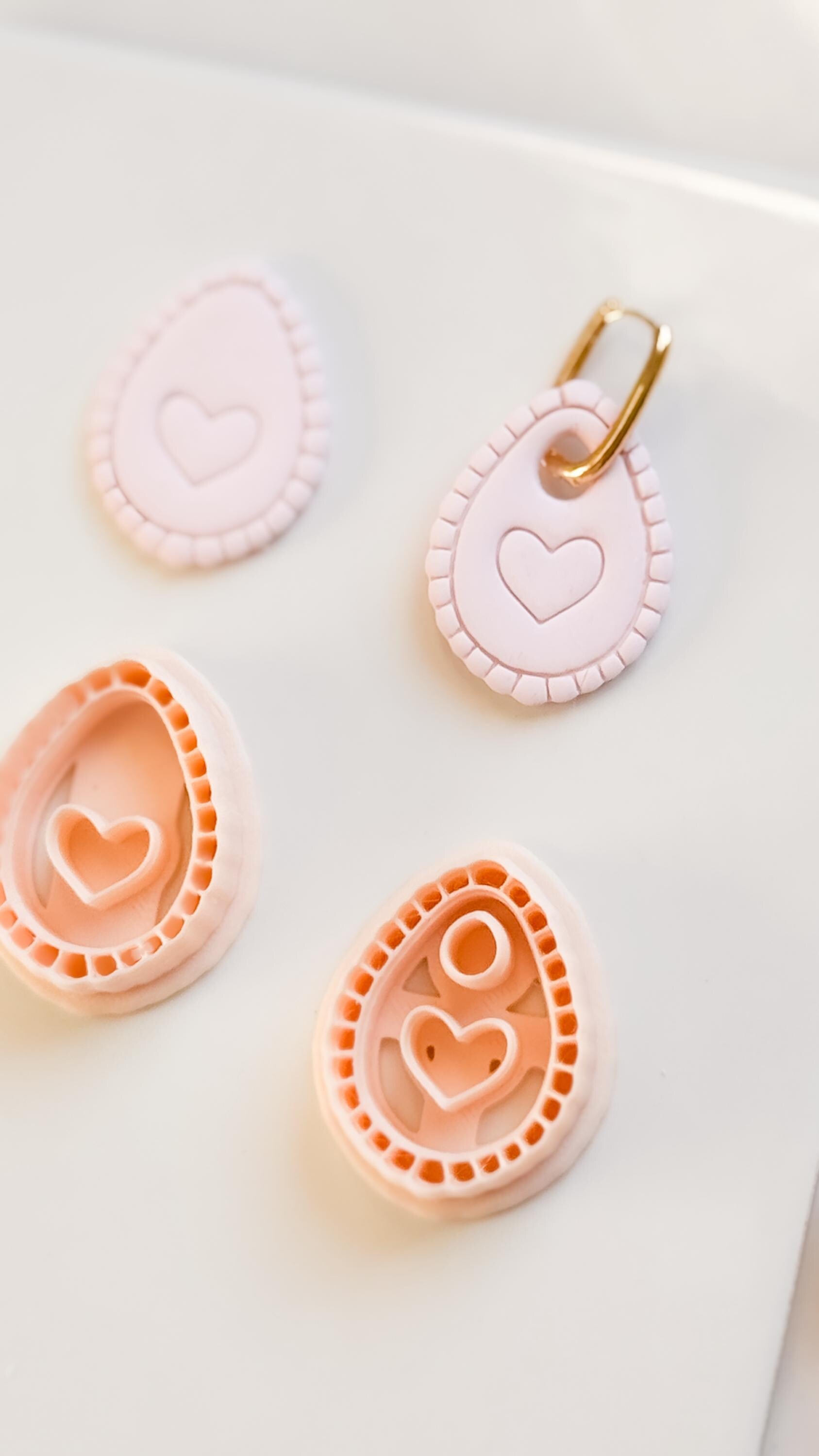 Interchangeable Teardrop Heart Clay Cutter Set: With Hole or No Hole Option