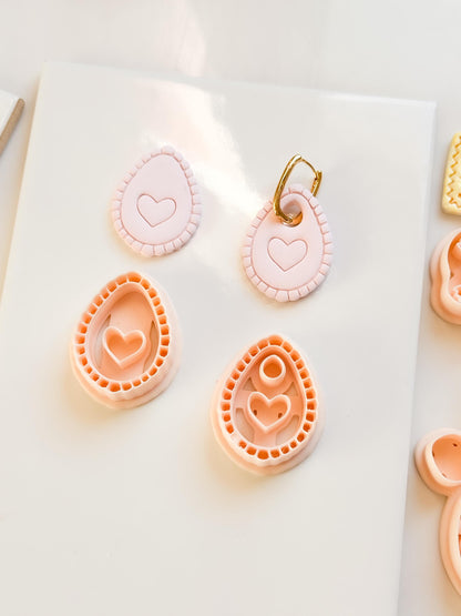 Interchangeable Teardrop Heart Clay Cutter Set: With Hole or No Hole Option