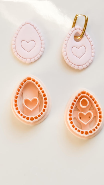 Interchangeable Teardrop Heart Clay Cutter Set: With Hole or No Hole Option