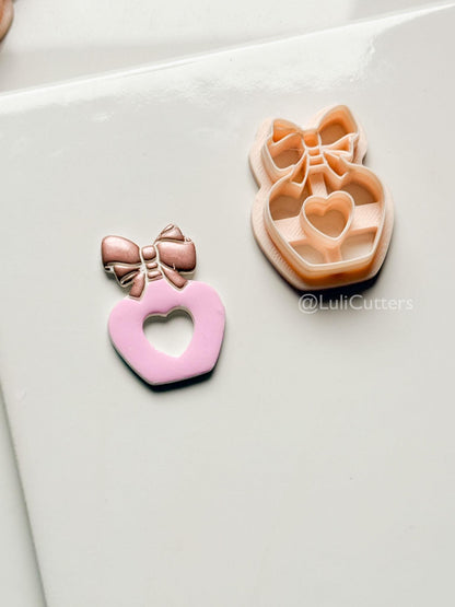 Sweetheart Perfume Bottle Clay Cutter – Bow Heart Design