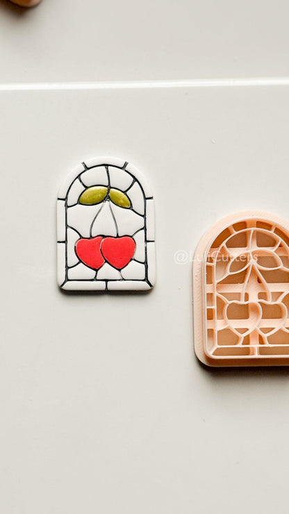 Heartlight Window Clay Cutter: Stained Glass Cherry Hearts