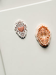 Ornate Heart Cameo Clay Cutter – Floral Frame Design