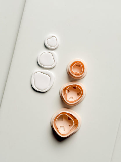 Cloud Pebble Trio Clay Cutters: Organic Pebble Shapes Set