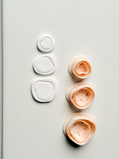 Cloud Pebble Trio Clay Cutters: Organic Pebble Shapes Set