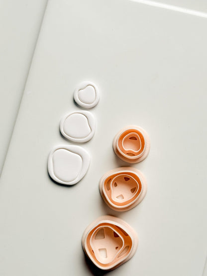Cloud Pebble Trio Clay Cutters: Organic Pebble Shapes Set