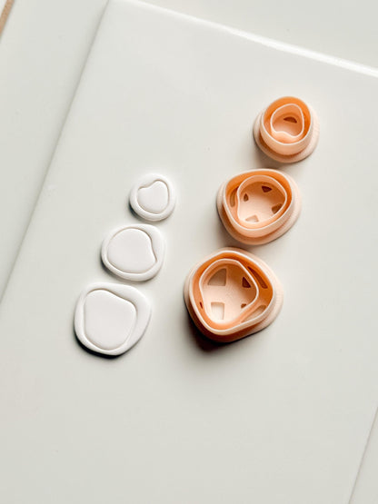 Cloud Pebble Trio Clay Cutters: Organic Pebble Shapes Set