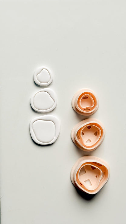 Cloud Pebble Trio Clay Cutters: Organic Pebble Shapes Set