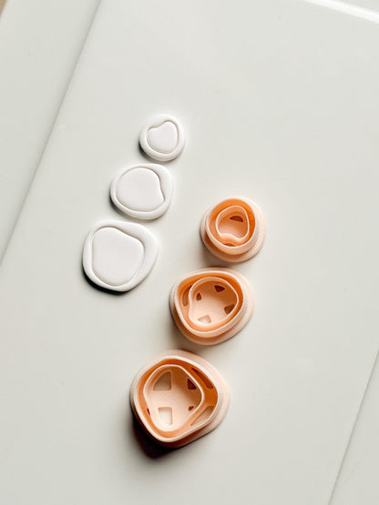 Cloud Pebble Trio Clay Cutters: Organic Pebble Shapes Set