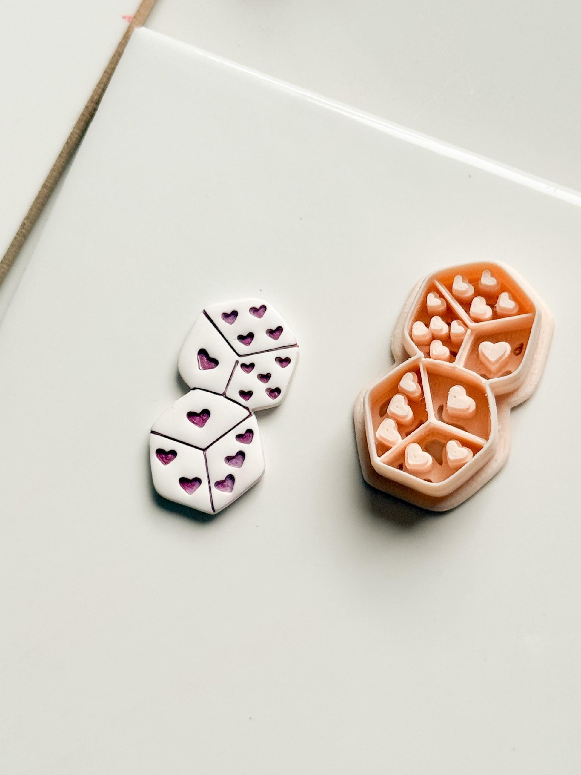 Love Roll Clay Cutters: Heart Pattern Dice Duo