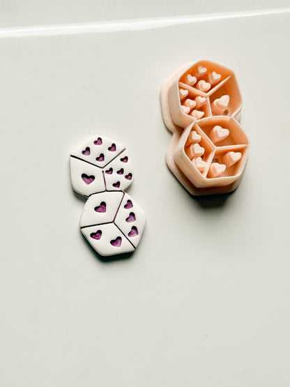Love Roll Clay Cutters: Heart Pattern Dice Duo