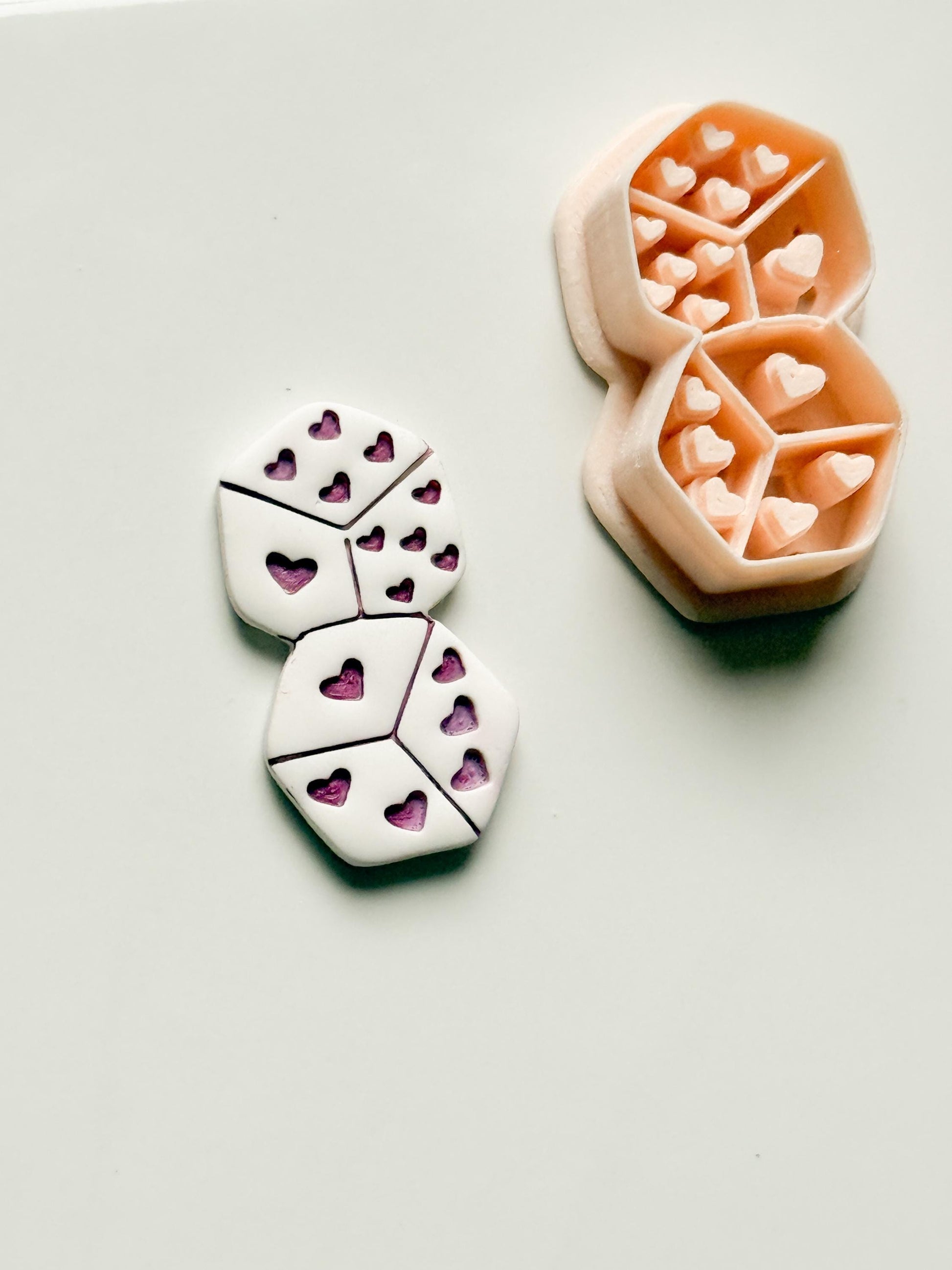 Love Roll Clay Cutters: Heart Pattern Dice Duo