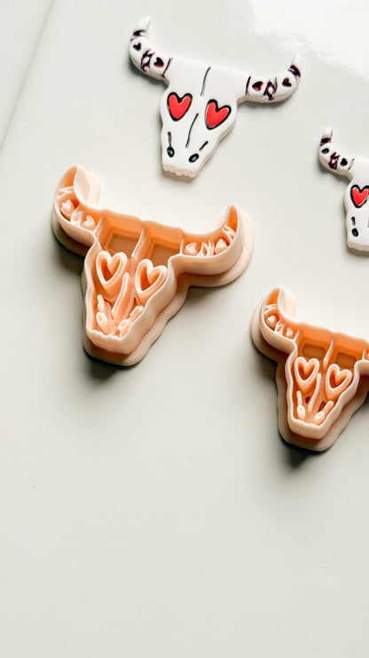 Rodeo Romance Clay Cutters: Heart Skull Western Duo