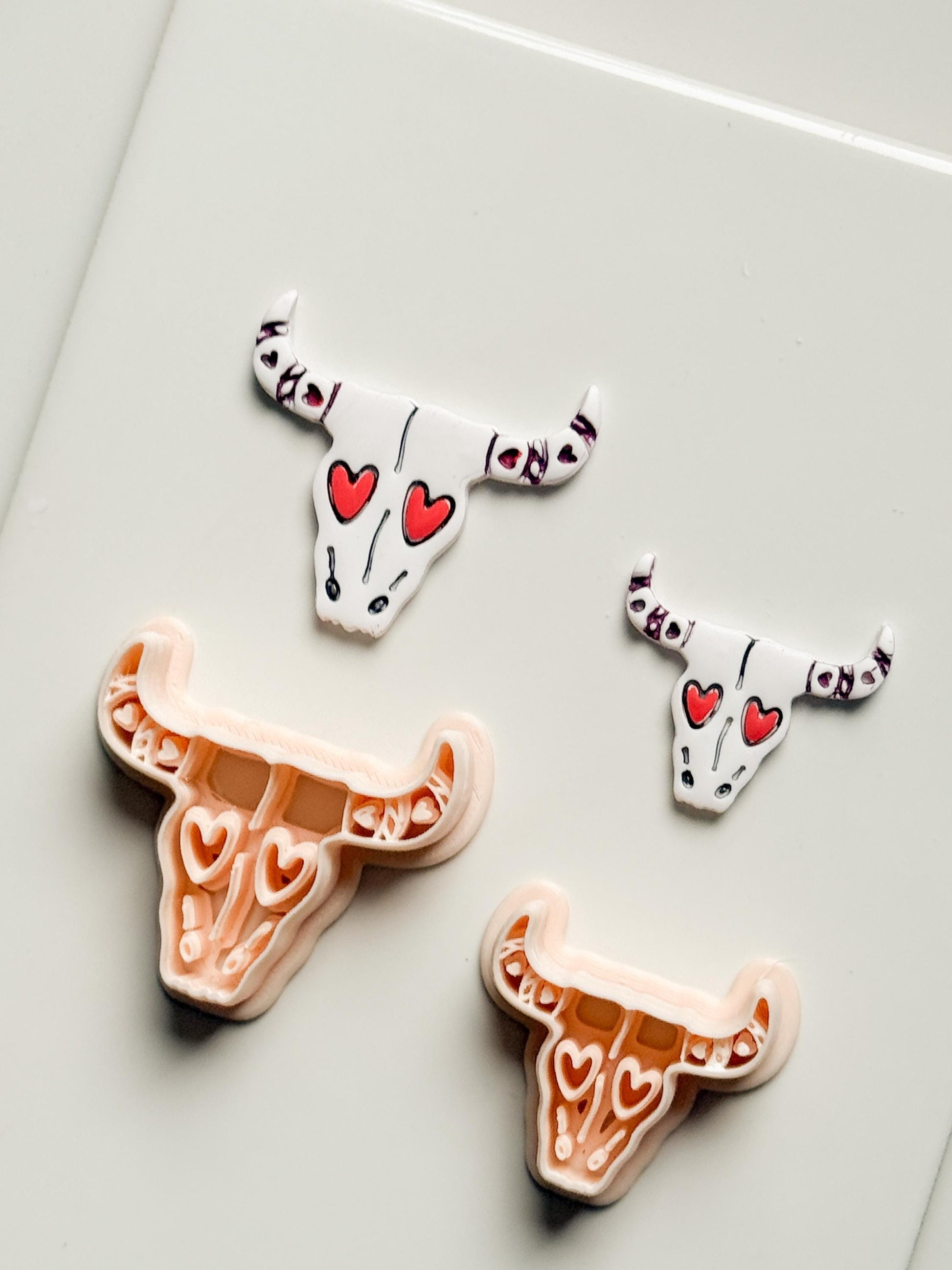 Rodeo Romance Clay Cutters: Heart Skull Western Duo