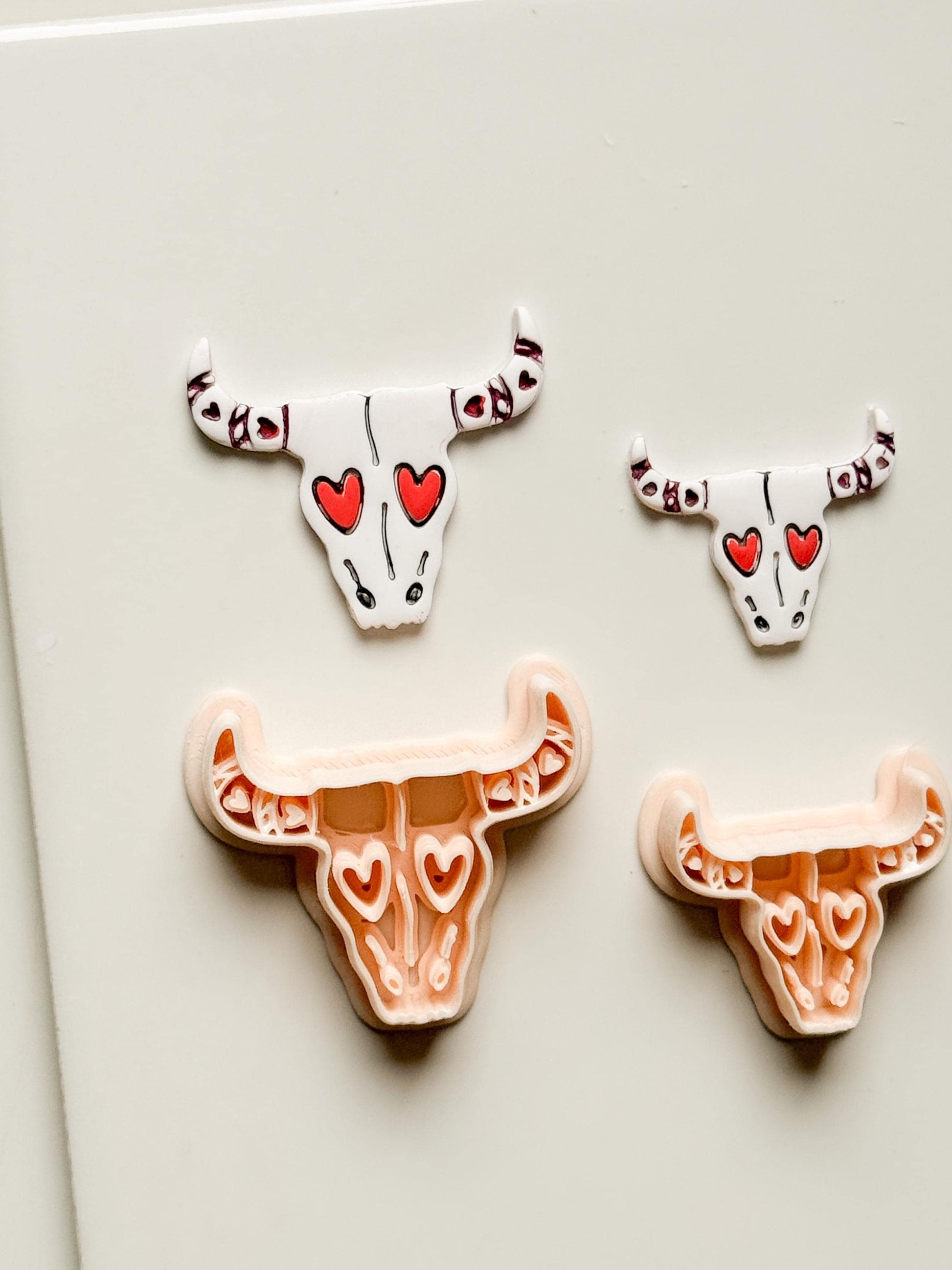 Rodeo Romance Clay Cutters: Heart Skull Western Duo