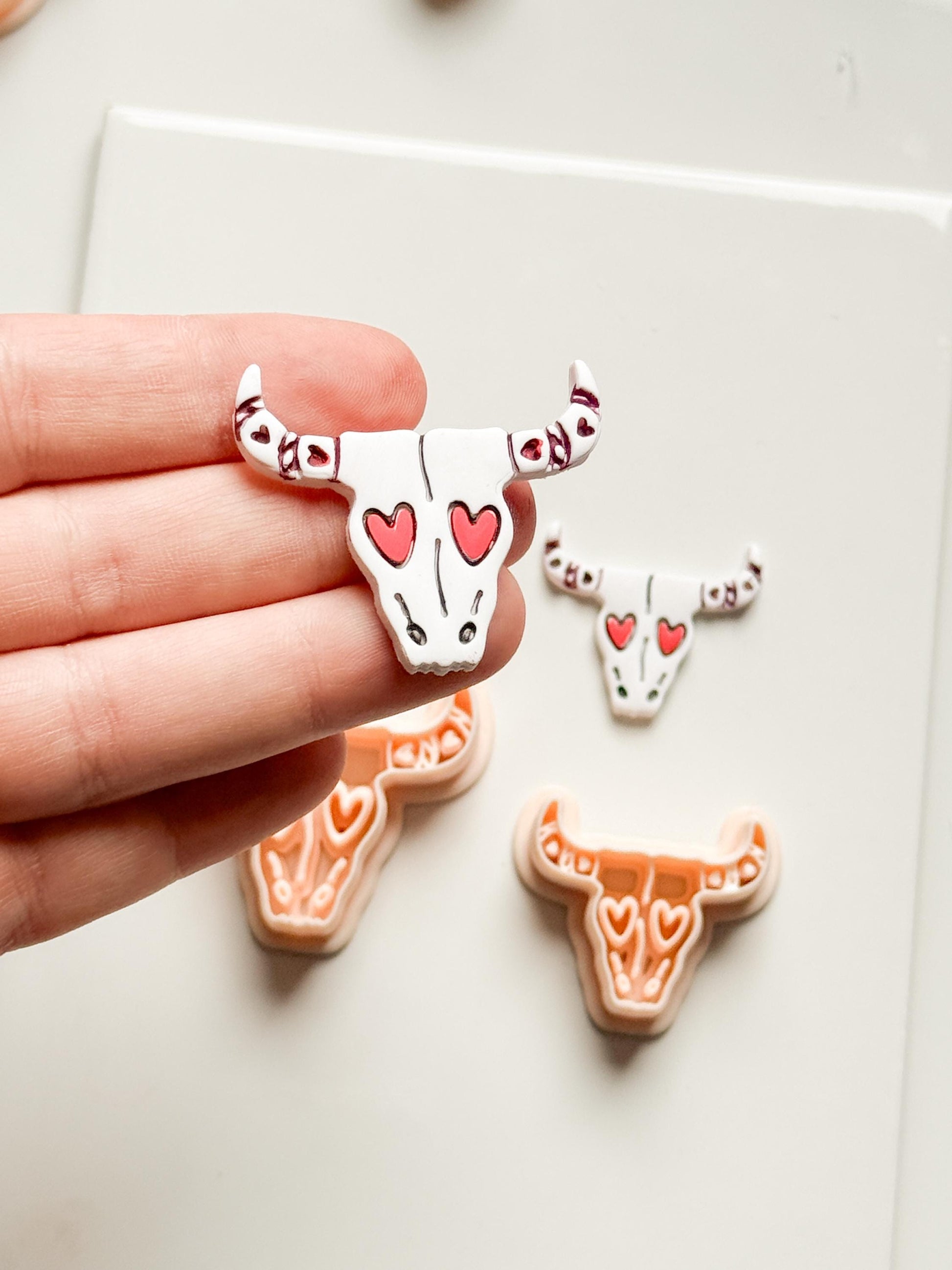 Rodeo Romance Clay Cutters: Heart Skull Western Duo