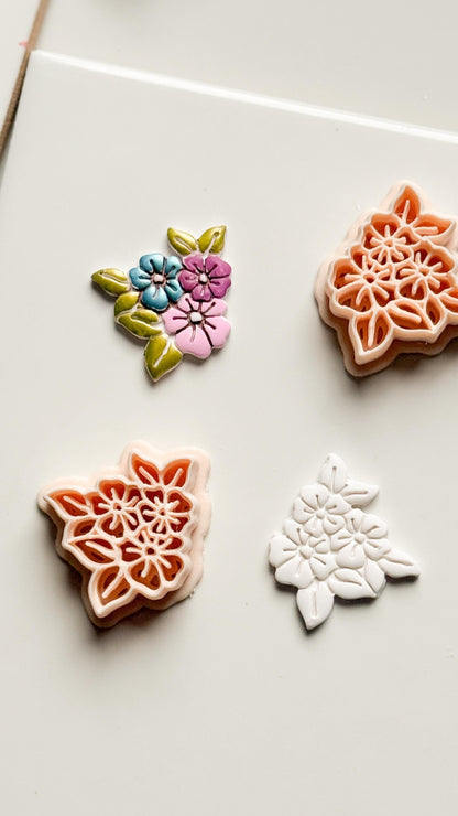 Soft Bloom Bouquet Clay Cutters: Floral Cluster Design