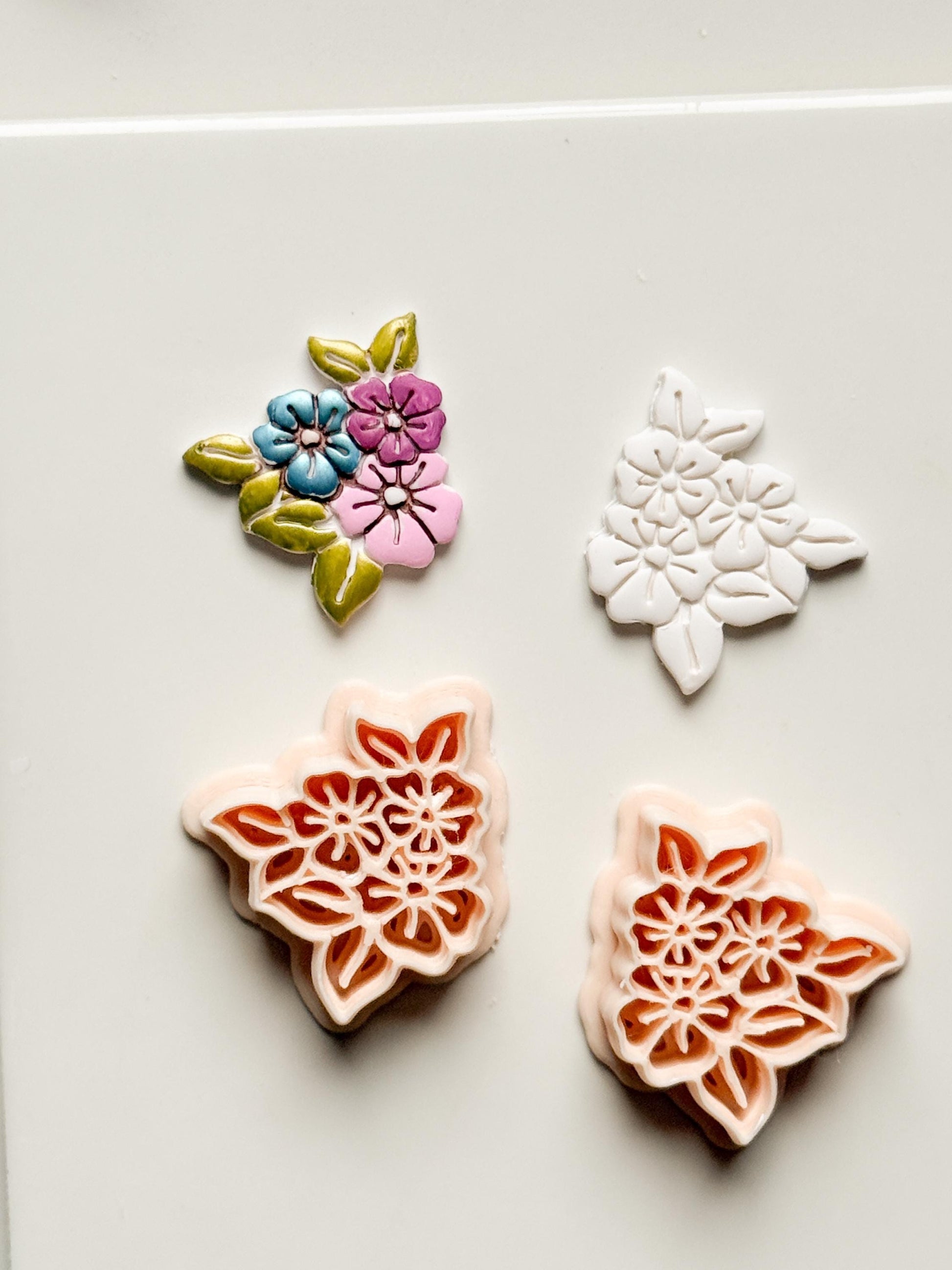 Soft Bloom Bouquet Clay Cutters: Floral Cluster Design