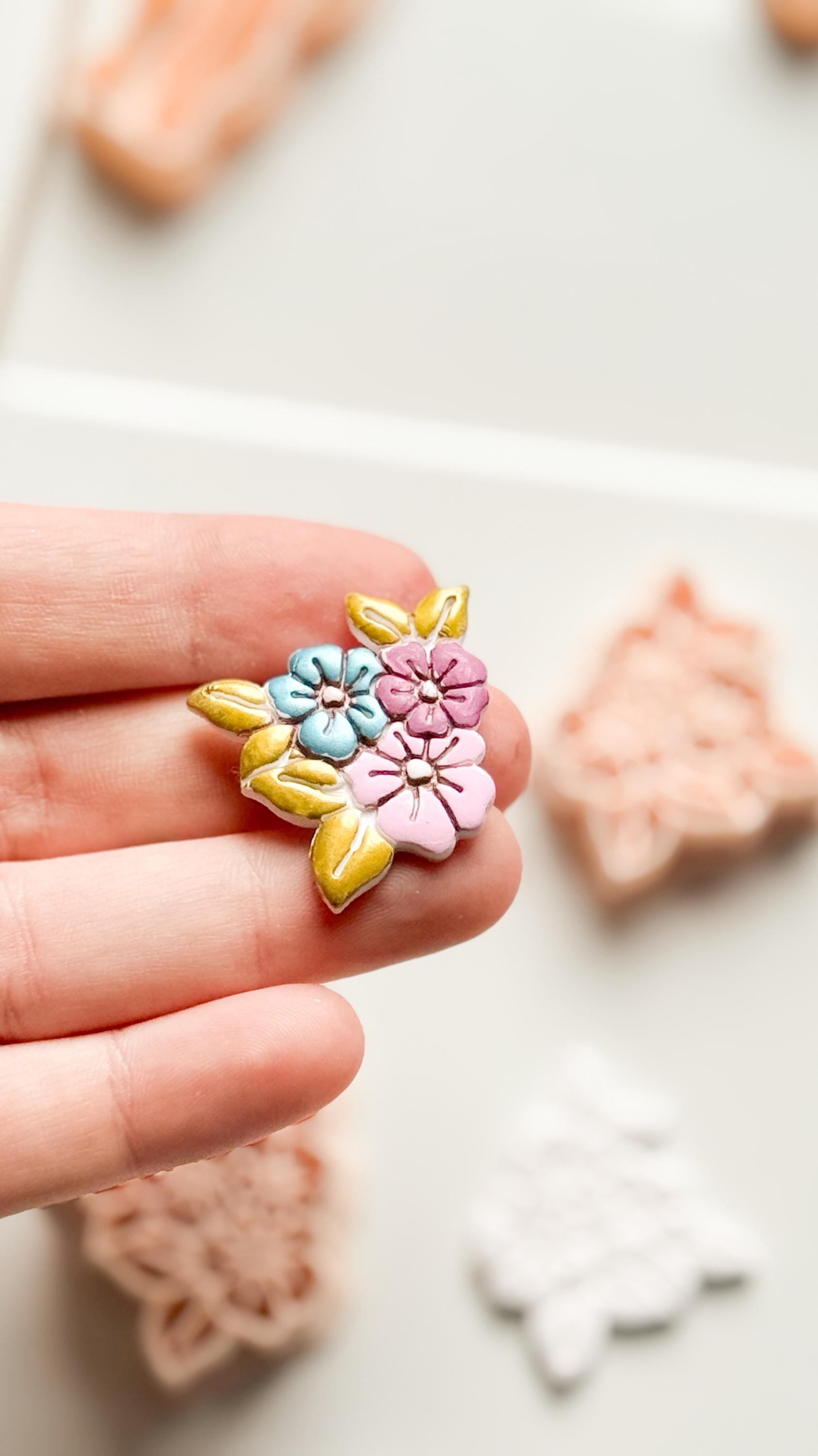 Soft Bloom Bouquet Clay Cutters: Floral Cluster Design