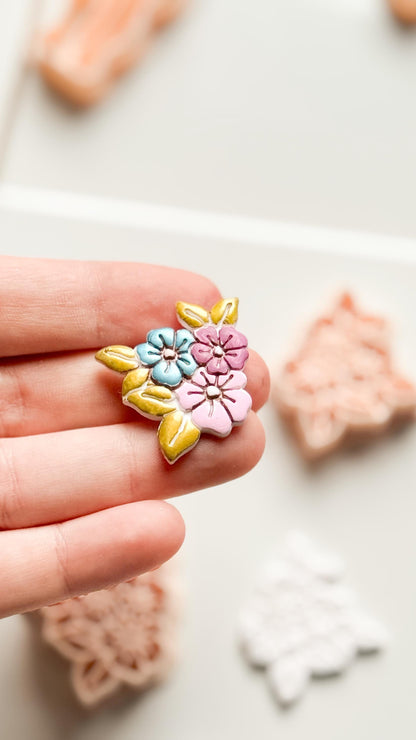 Soft Bloom Bouquet Clay Cutters: Floral Cluster Design