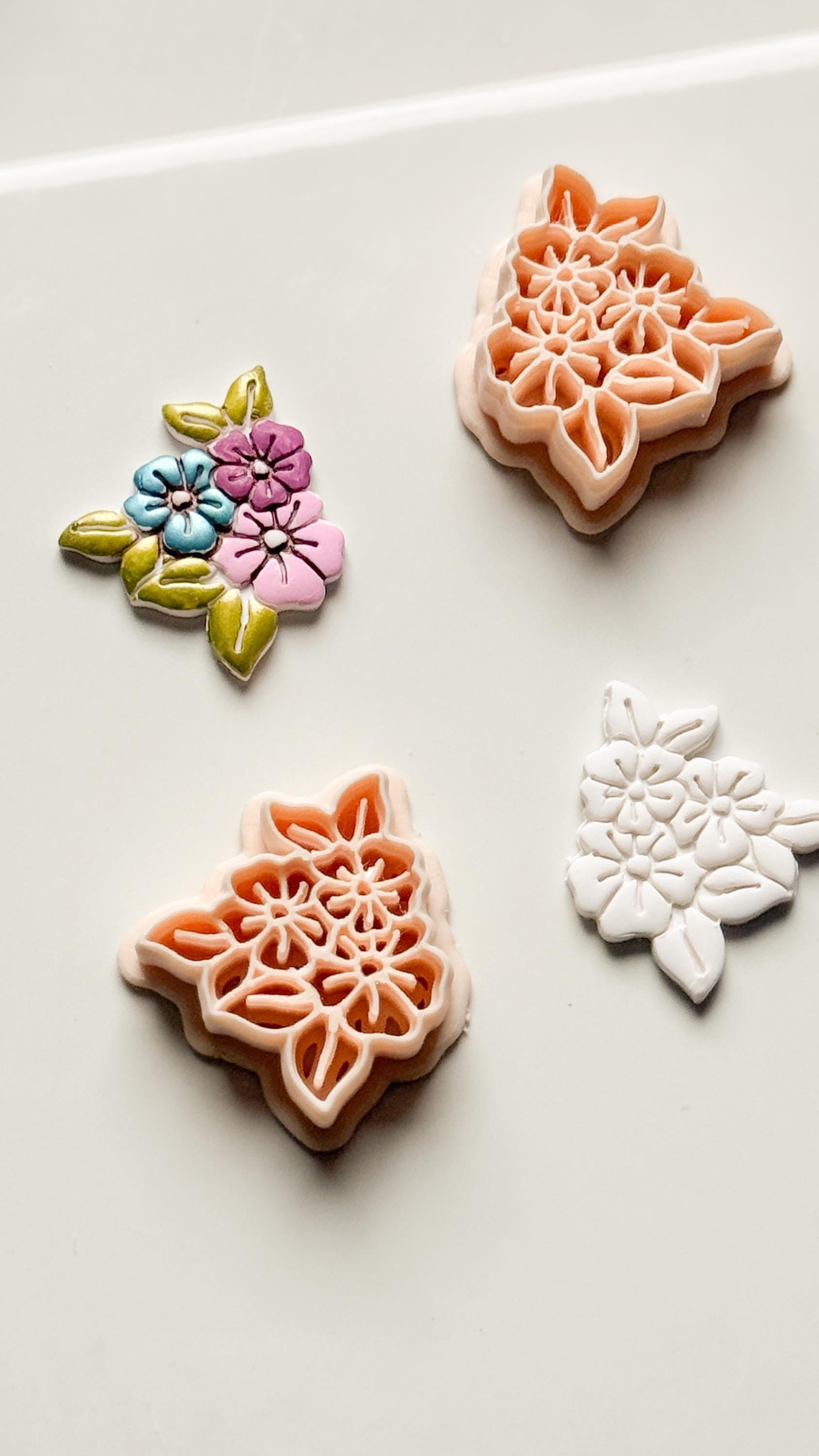Soft Bloom Bouquet Clay Cutters: Floral Cluster Design