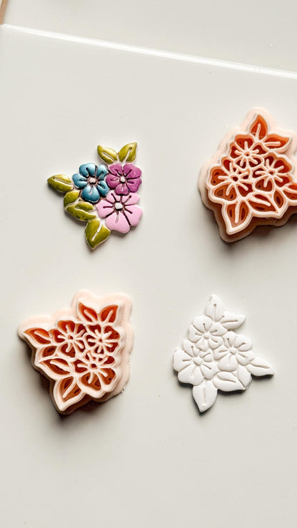 Soft Bloom Bouquet Clay Cutters: Floral Cluster Design