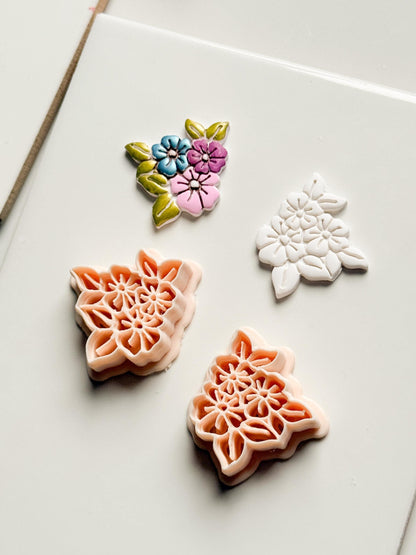 Soft Bloom Bouquet Clay Cutters: Floral Cluster Design