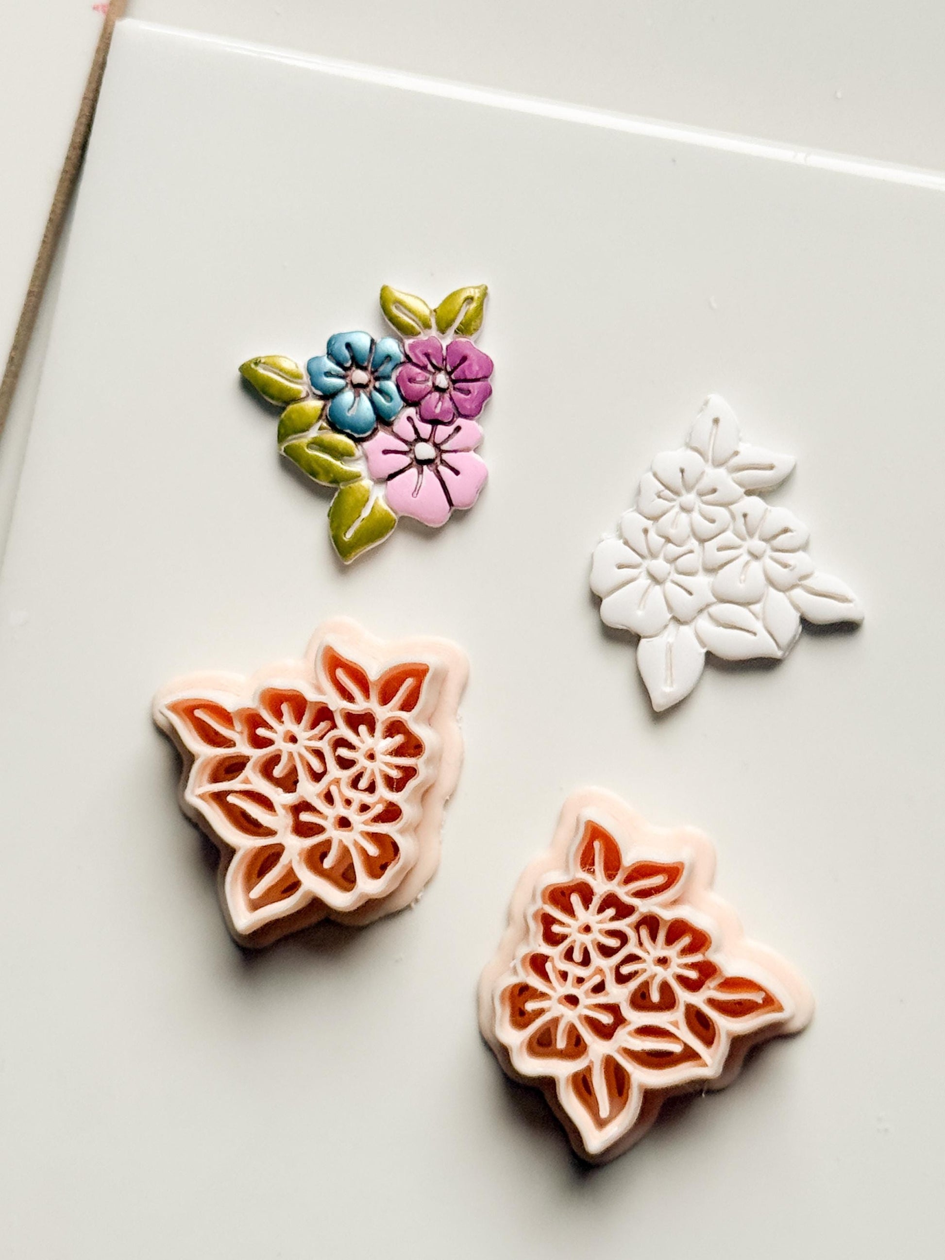 Soft Bloom Bouquet Clay Cutters: Floral Cluster Design
